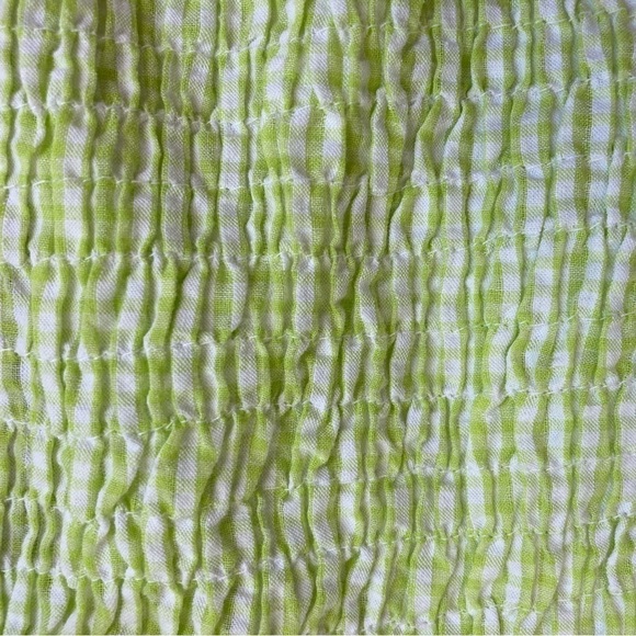 Vintage Hearts & Flowers Smocked Green/white Gingham Sundress Ties at Back Sz 12 - Picture 8 of 15